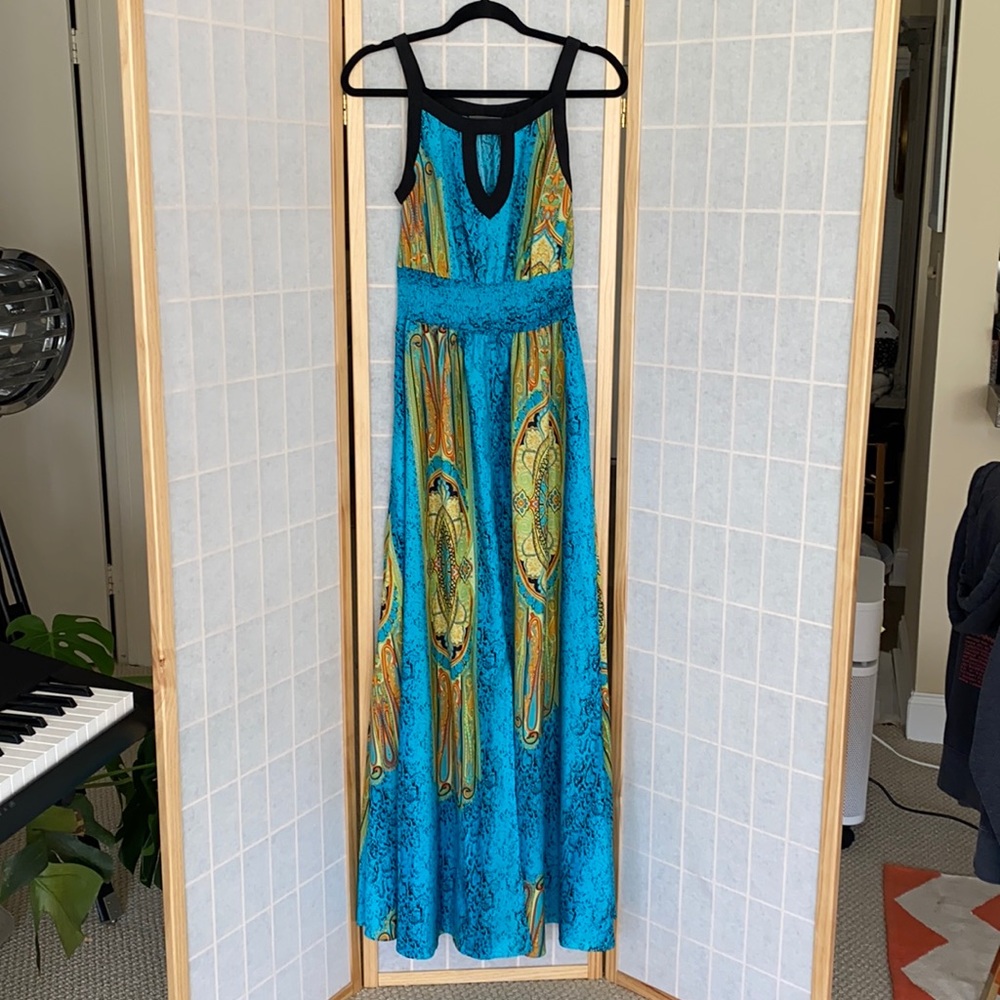 NWOT Turquoise Print Maxi Dress